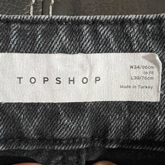 Topshop Mom Jeans Washed Black High Rise Straight Relaxed Denim Jeans Sz 34X30 - Picture 9 of 12